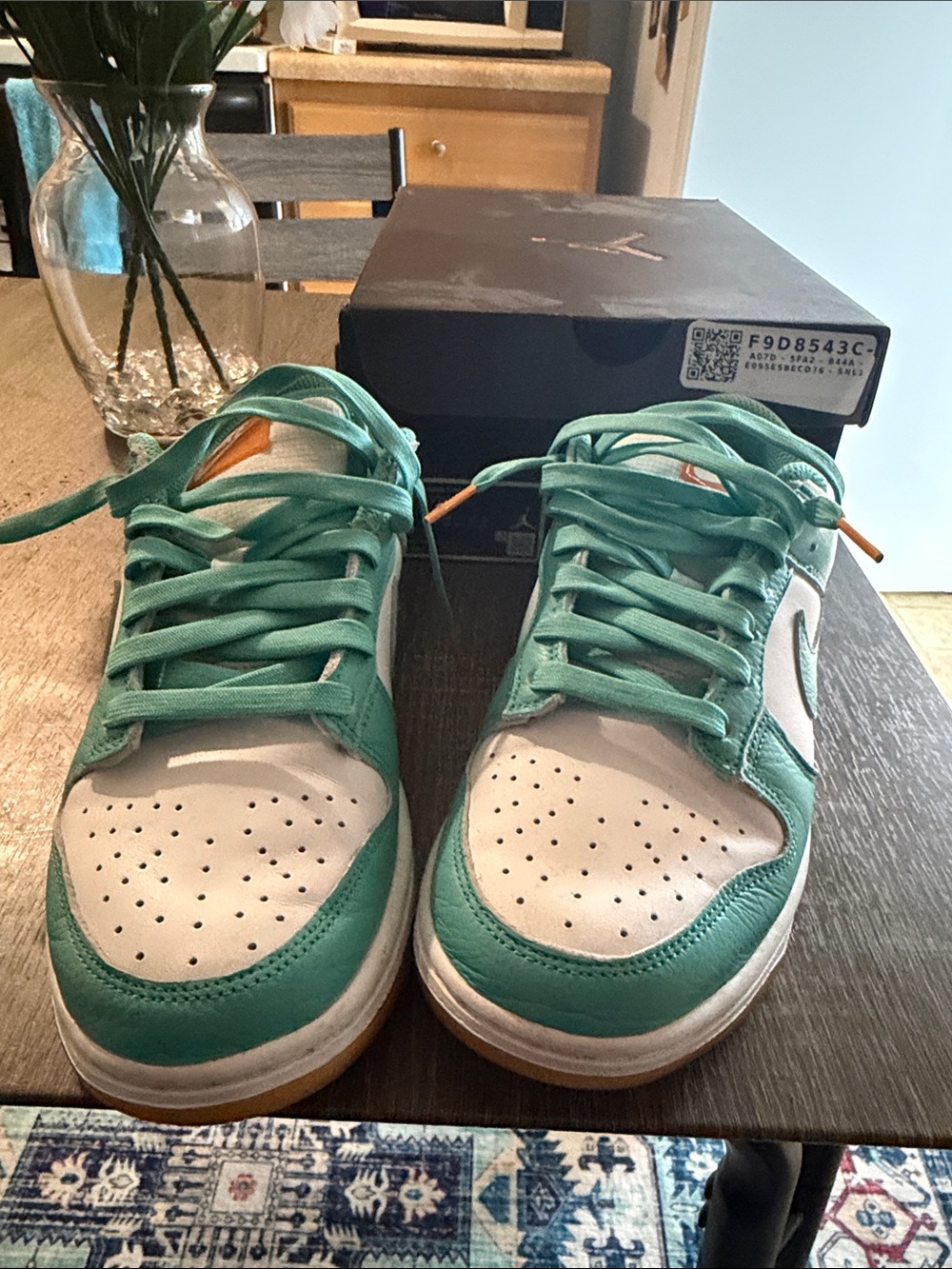 Nike Dunk Low Teal and White Leather Sneakers F9D8543C